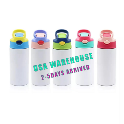 USA Warehouse Free shipping 12oz Stainless Steel Sublimation Blank Straight kids sublimation sippy cup tumbler water bottle