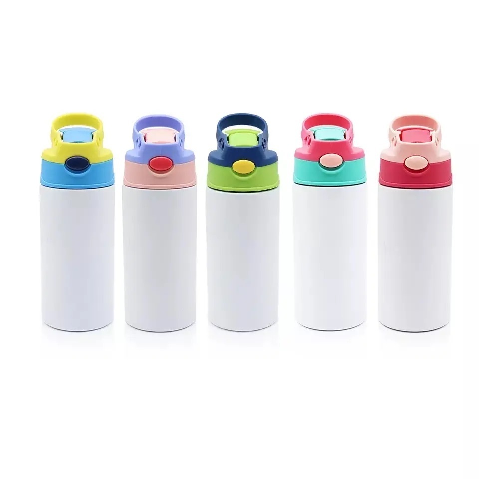 USA Warehouse Free shipping 12oz Stainless Steel Sublimation Blank Straight kids sublimation sippy cup tumbler water bottle