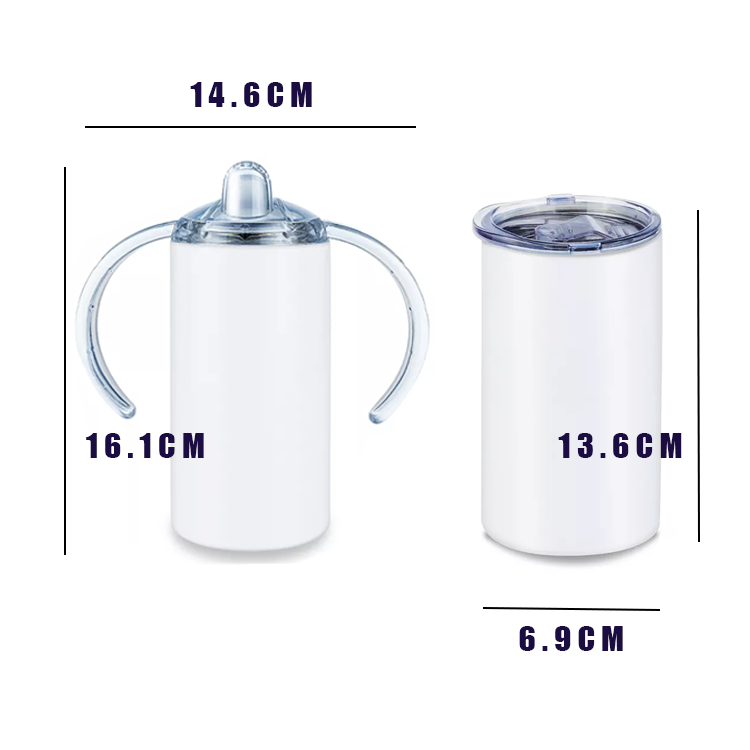 Wholesale bpa free 12oz sublimation blanks double wall stainless steel sippy cup with dual lids