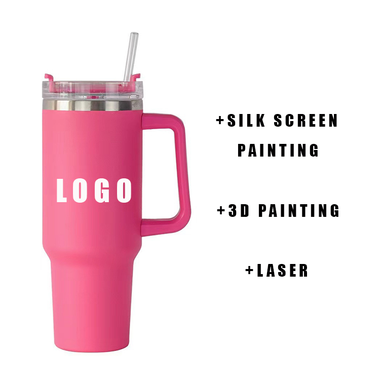 Custom stainless steel double wall vacuum travel coffee mug 30oz 40oz tumbler with handle