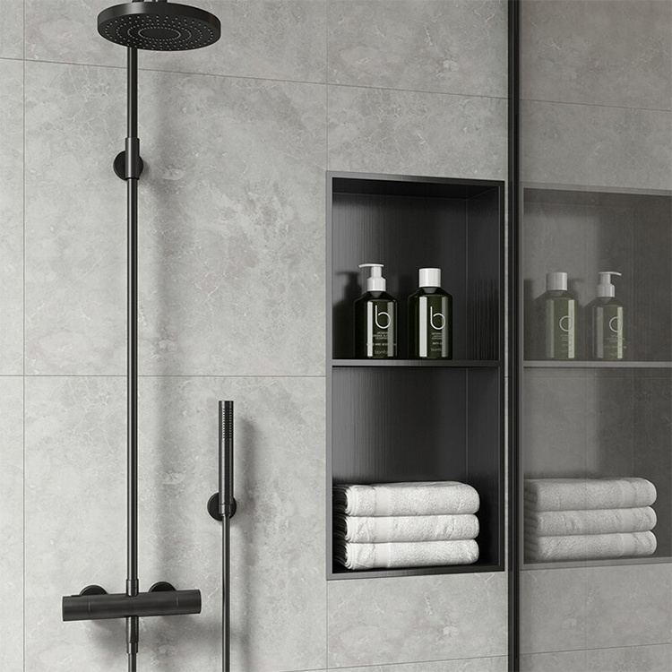 Factory Supply Customized Bathroom Shower Niche Double Recessed Shower Shelves