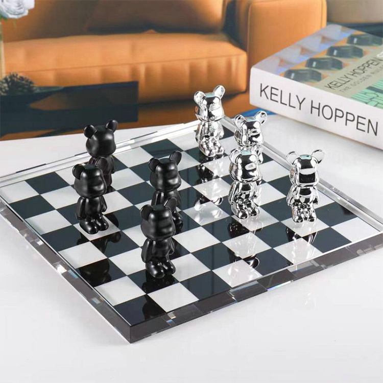 Factory Wholesale Price Home Decoration Gift Resin Chessboard Crystal Chess Board For Sale