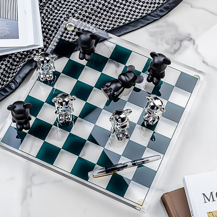 Factory Wholesale Price Home Decoration Gift Resin Chessboard Crystal Chess Board For Sale