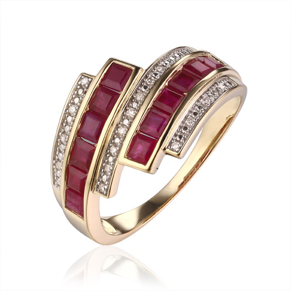 2022 Fashion 9K 10K 14K 18K 24K Zirconia Ruby Women Best Prices Real Gold Plated Rings