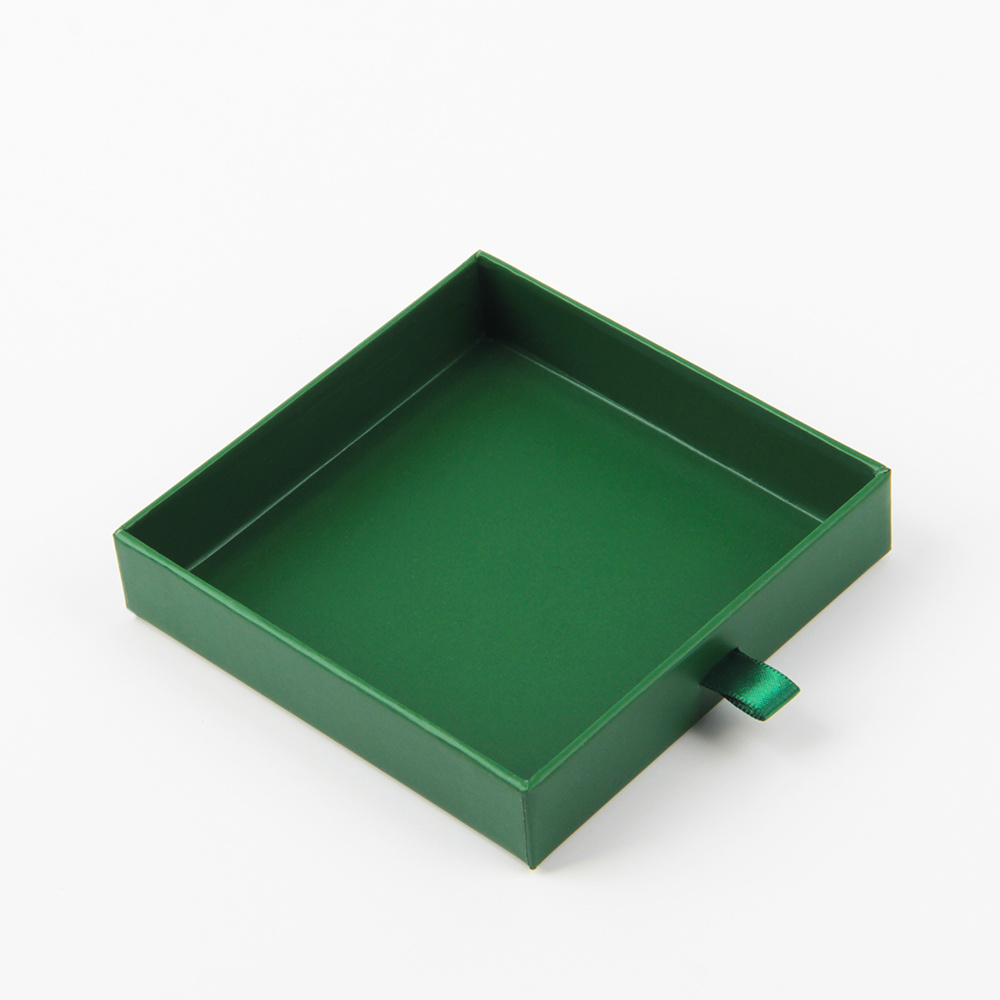 Eco friendly paper personalized cardboard small green jewelry box customized small sliding drawer box with logo