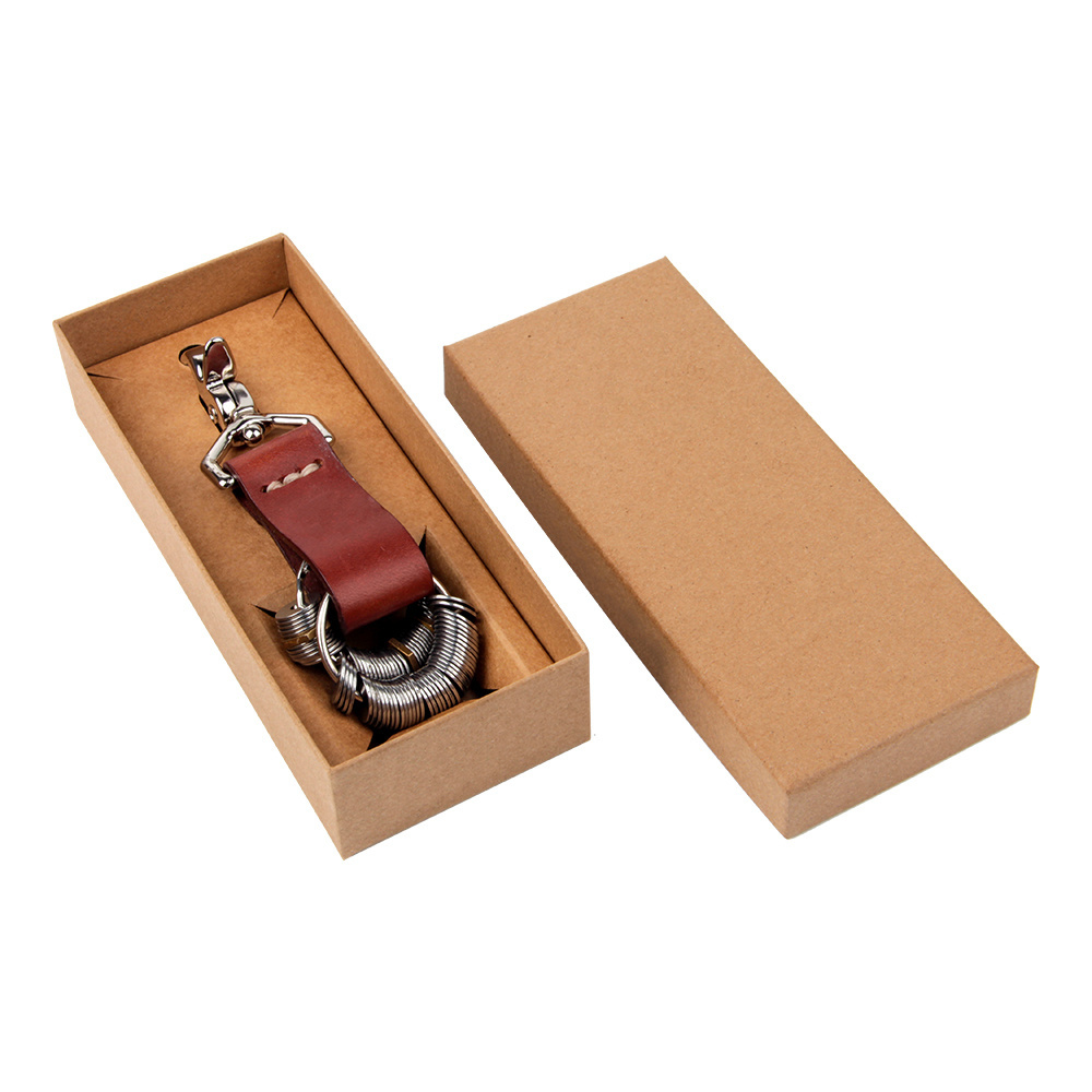 Wholesale custom branded brown kraft paper cardboard luxury gift packaging keychains holder key box