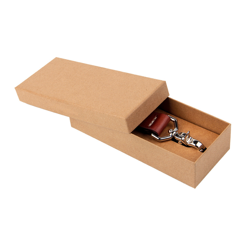 Wholesale custom branded brown kraft paper cardboard luxury gift packaging keychains holder key box