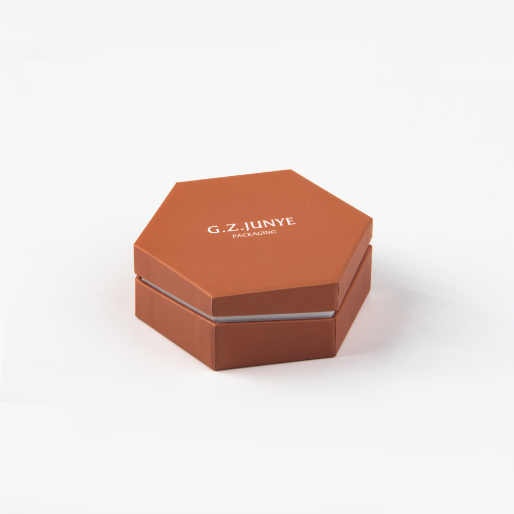 hot style hexagon shape sublimation cheap orange cream leatherette forte eternal floating frame 3d paper box jewelry packaging