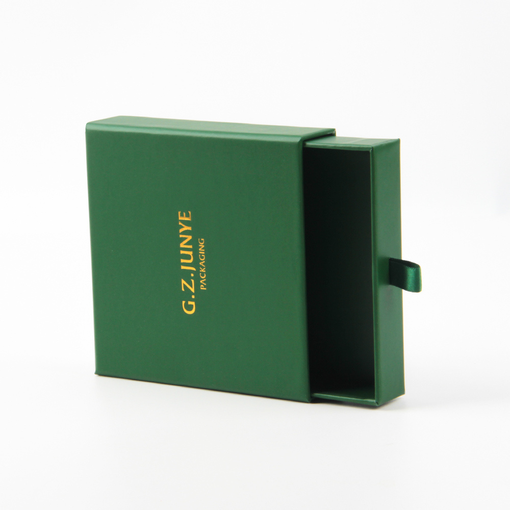 Eco friendly paper personalized cardboard small green jewelry box customized small sliding drawer box with logo