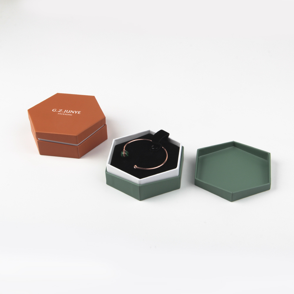 hot style hexagon shape sublimation cheap orange cream leatherette forte eternal floating frame 3d paper box jewelry packaging