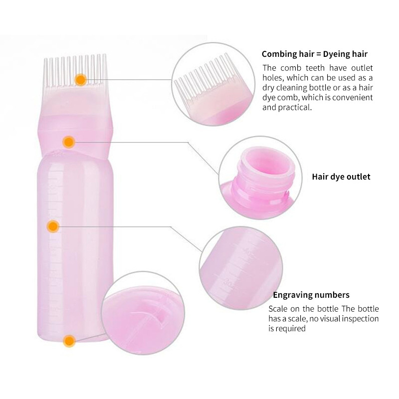 Hairdressing Tools Hair Dye Hair Care Bottle Applicator Brush Transparent Shampoo Bottle With Comb And Graduated Scale