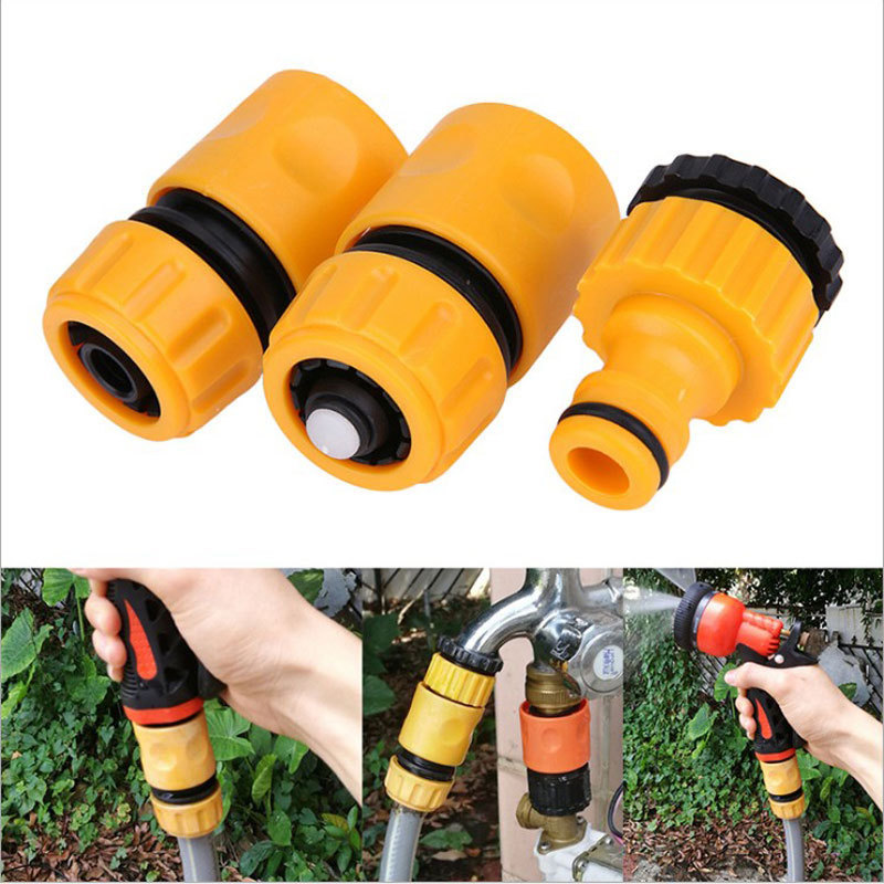 Set of 3 Garden Hose Quick Connect Kit - Complete Plastic Hose Tap Adapter Attachment