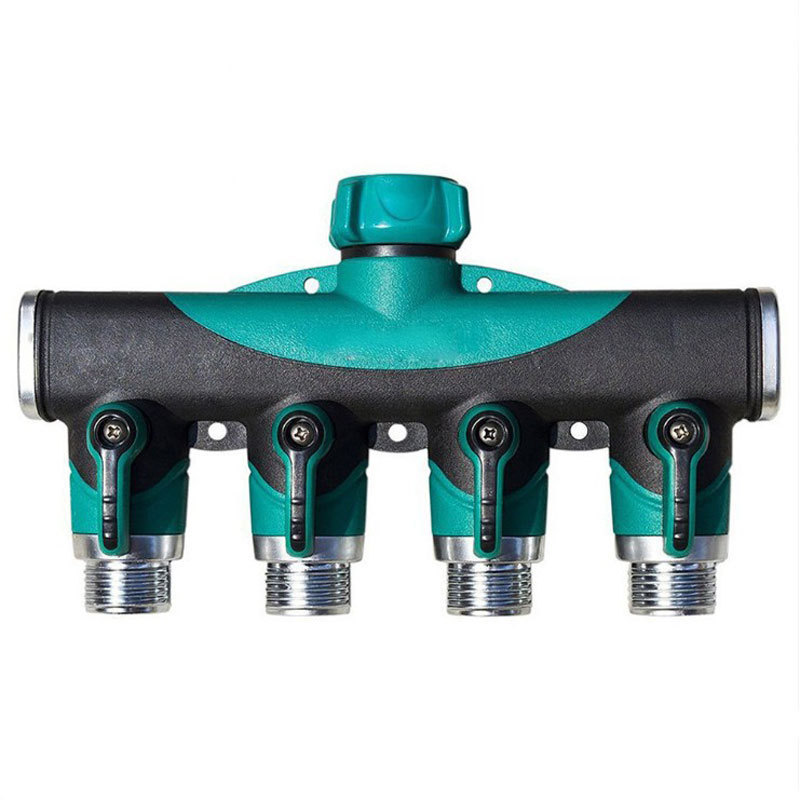 4 Way Garden Hose Connector Splitter Great Faucet Manifold Fitting for Drip Irrigation Timers and Lawns