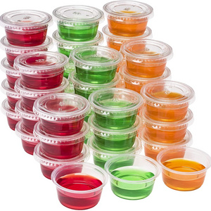 Plastic Portion Cups with Lids 2 oz. Pack of 150 Leakproof Jello Shot Cup Salad Dressing Containers for Sauce Condiment Snack So