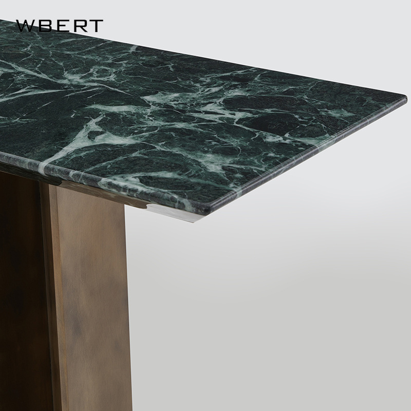 WBERT Light Luxury Stainless Steel Console Table Marble Living Room Entrance Corridor Entry Sofa Back Metal Decorative Cabinet