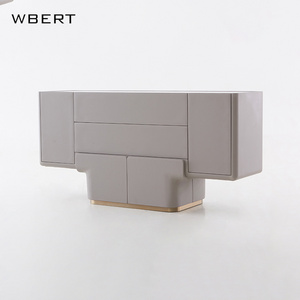 WBERT Italian-Style Light Luxury Dresser Modern Minimalist Marble Organizer Cabinet with Crocodile Pattern Living Room Storage