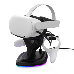 VR Rechargeable RGB Stand Virtual Reality Headset and Controllers Holder For Meta/Oculus Quest 2 Stand