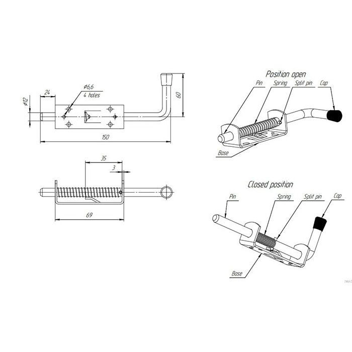 High Quality Heavy Duty Stainless Steel Spring Pin Latch Barn Door Lock Assembly Spring Bolt Latch For Trailer Truck Gate