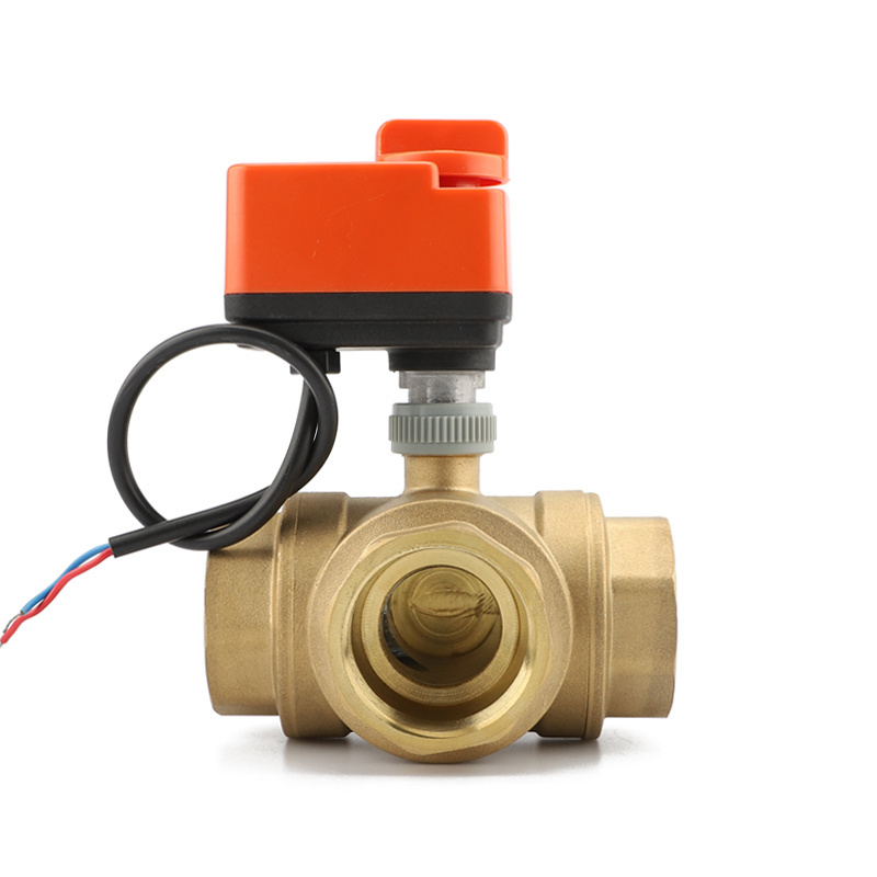 DC Motor Controlled 3-way Electric Ball Valve Normally Open/normally Closed Valve Driver with DN40 Brass and Plastic Material