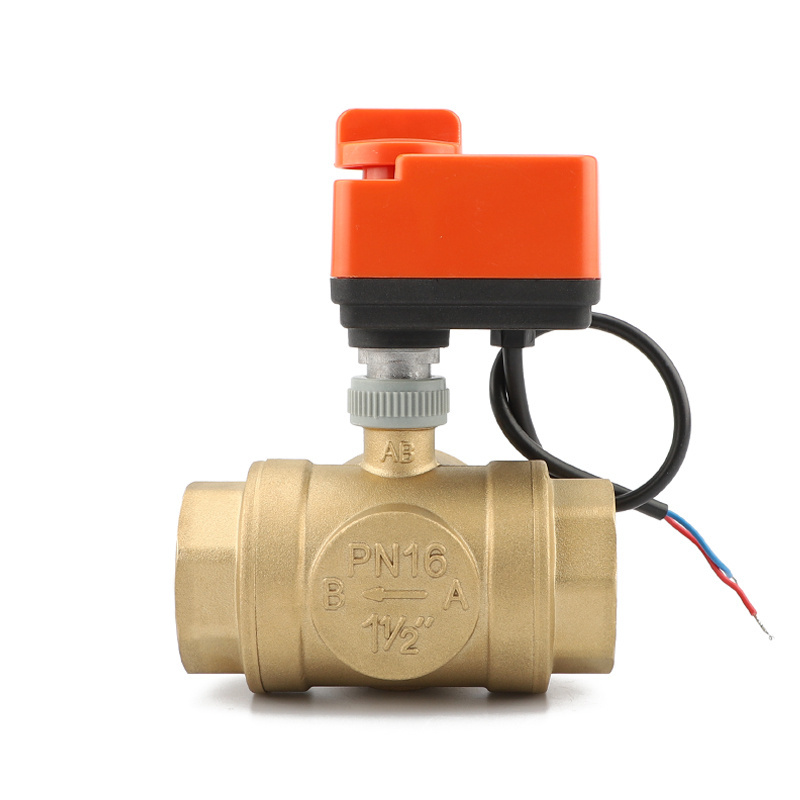 DC Motor Controlled 3-way Electric Ball Valve Normally Open/normally Closed Valve Driver with DN40 Brass and Plastic Material