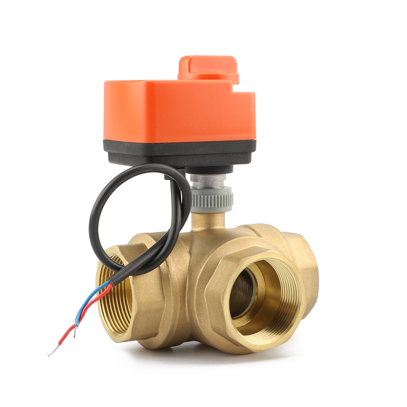 DC Motor Controlled 3-way Electric Ball Valve Normally Open/normally Closed Valve Driver with DN40 Brass and Plastic Material