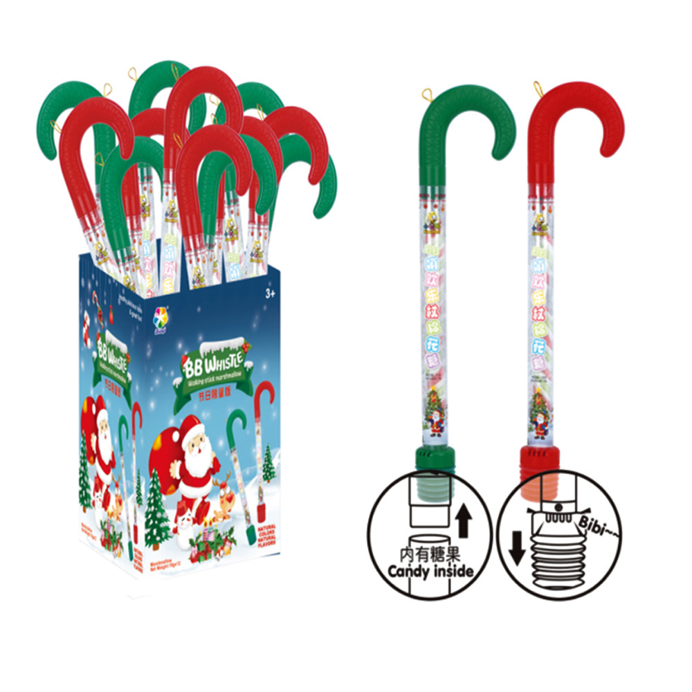 Christmas Candy Cane Whistle Crutches Candy Toys With Marshmallow Candy