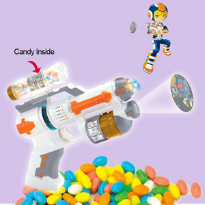 Plastic Boys Sweets Candy Toys Electrical Musical Light Up Projector Kids Gun Toy Candy