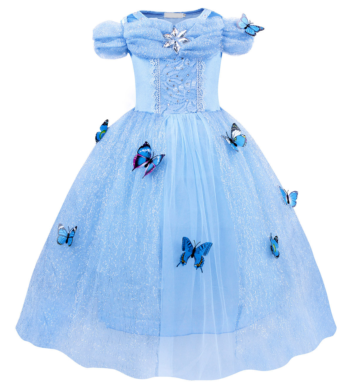 Halloween Cosplay Princess Dresses Girls Butterfly Princess Costume Off Shoulder Girl Party Wedding Sequin Blue Tutu Dress