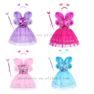 Sleeveless Fairy Angel Costume Performance Dress Halloween Birthday Party Little Girl Dance Dress with Butterfly Wings 3-8T