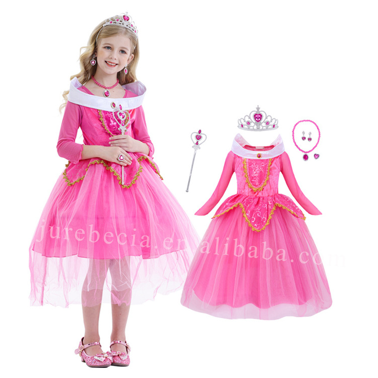 Halloween Carnival Costumes Cosplay Princess Girl Dress Up Kids Party Sleeping Beauty Aurora Fancy Princess Dress