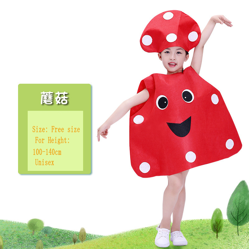 Halloween Cosplay Costume Children's Day Fruit Vegetable Smock Kindergarten Funny Pumpkin  Cloak with Hat