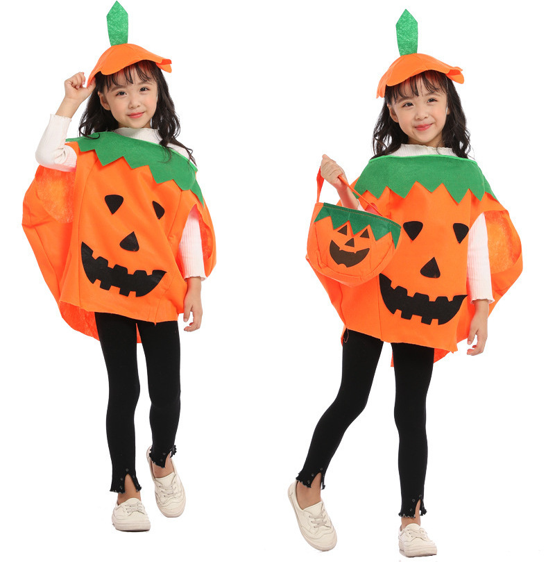 Hanyiyu Family Parent Kids Halloween Costume Cloak Party Cosplay Suit Jumpsuit And Hat Pumpkin  Pumpkin Cape TV & Movie Costumes