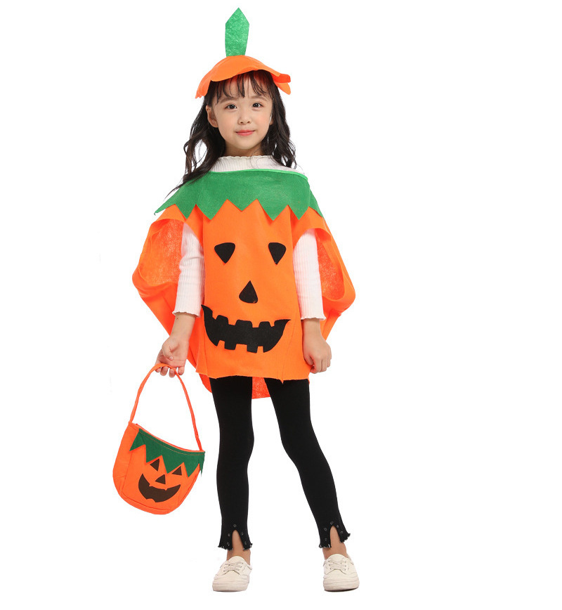 Hanyiyu Family Parent Kids Halloween Costume Cloak Party Cosplay Suit Jumpsuit And Hat Pumpkin  Pumpkin Cape TV & Movie Costumes