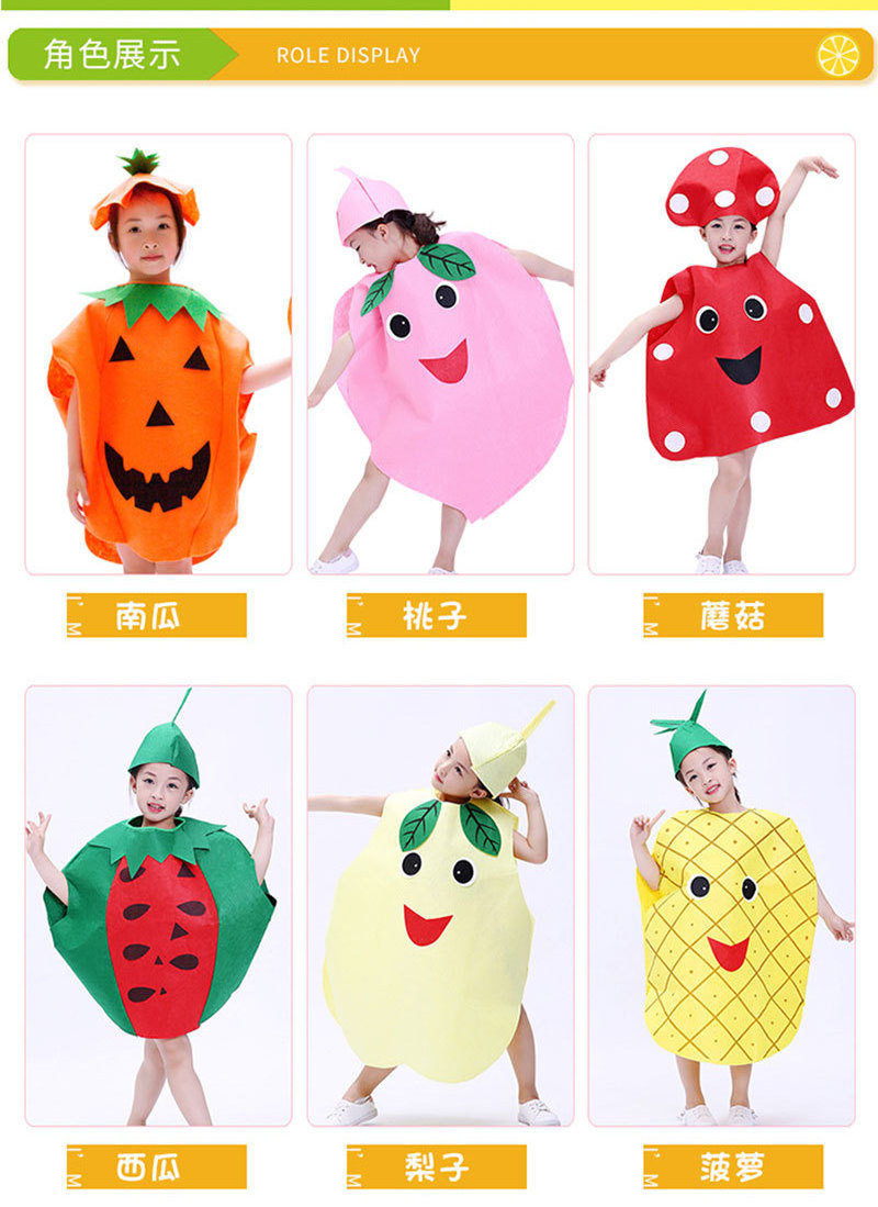 Halloween Cosplay Costume Children's Day Fruit Vegetable Smock Kindergarten Funny Pumpkin  Cloak with Hat