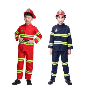 Halloween Kids Fireman Costume Role Play Set Firefighter Dress-up and Fireman Performance Party Costumes with Toys Accessories