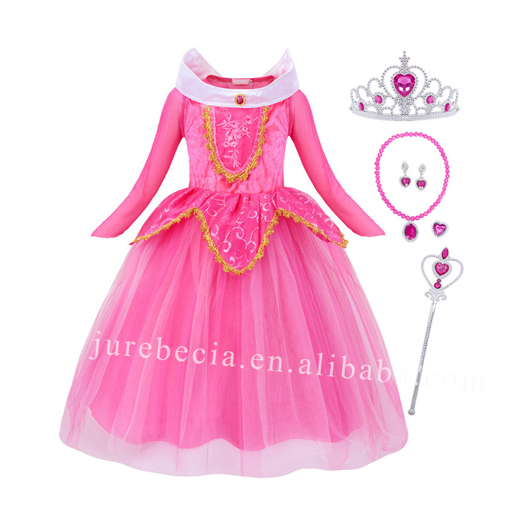 Halloween Carnival Costumes Cosplay Princess Girl Dress Up Kids Party Sleeping Beauty Aurora Fancy Princess Dress