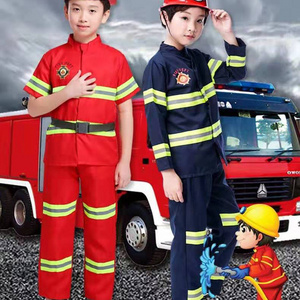 2023 Halloween Cosplay Kids Firefighter Uniform Children Sam Fireman Role Work Clothing Suit Boy Girl Performance Party Costumes