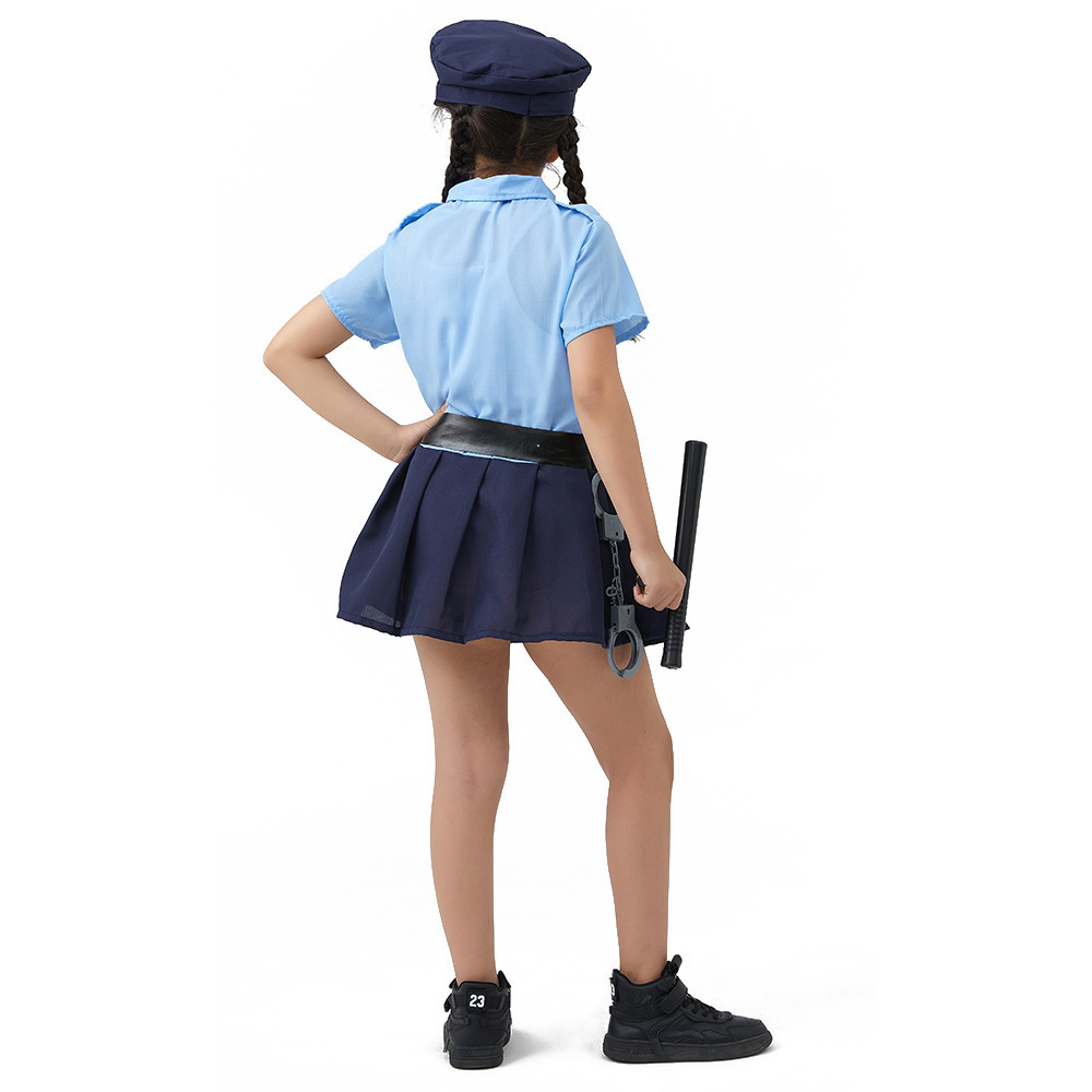 Halloween Cosplay Performer Suit Kids Career Costumes Police Officer Costume Kids Child Role-playing Cosplay Policeman Uniform