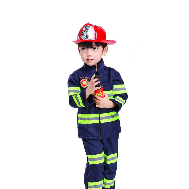 2023 Halloween Cosplay Kids Firefighter Uniform Children Sam Fireman Role Work Clothing Suit Boy Girl Performance Party Costumes