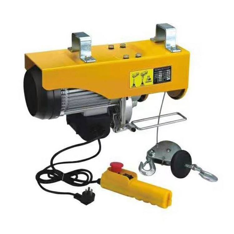 High loading capacity pa 1200 100kg portable wire rope mini electric hoist with remote control and trolley