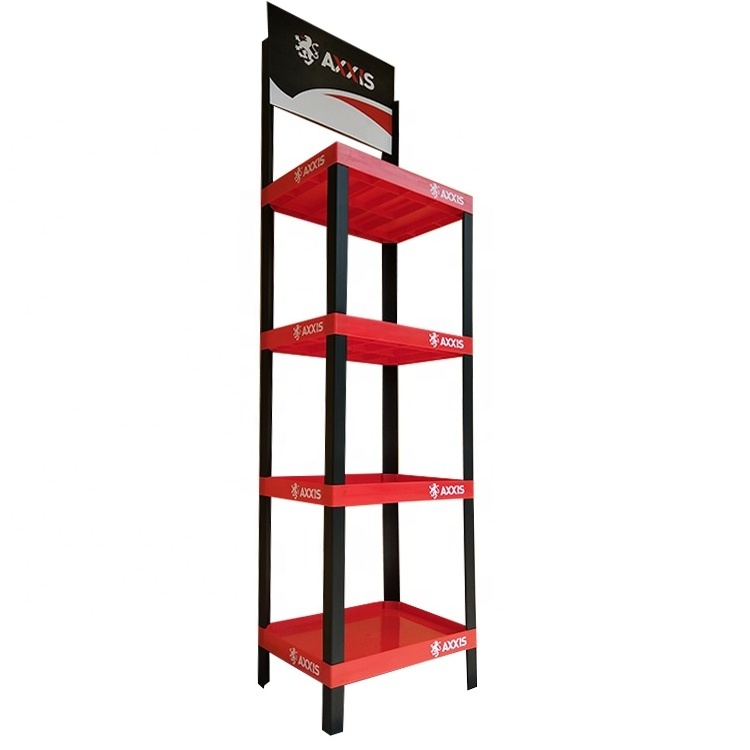 4 layer Free standing supermarket promotion plastic display shelves