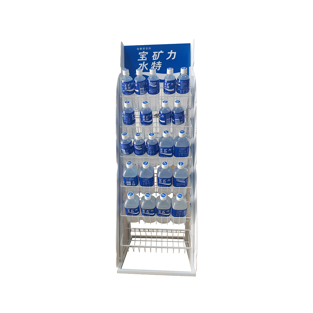 Supermarket mineral water multi layer display Stand convenience store video rack small shelf METAL DISPLAY SHELF