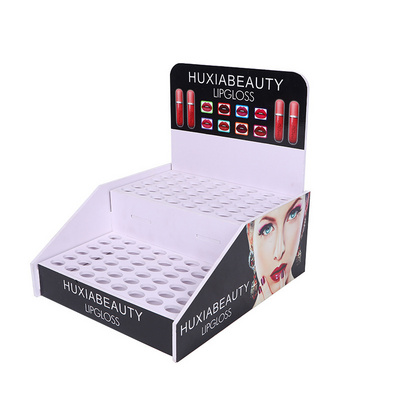 Custom PDQ Cardboard Tabletop Countertop Cosmetic Makeup Lash Product Display Retail Boxes Lipstick Skin Care Eyelash Rack Stand