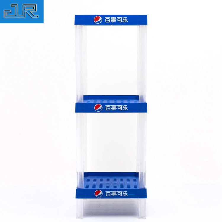 Eco friendly floor standing plastic supermarket food shelf pepsi beverage display racks