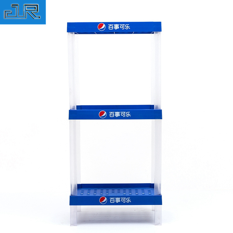 Eco friendly floor standing plastic supermarket food shelf pepsi beverage display racks