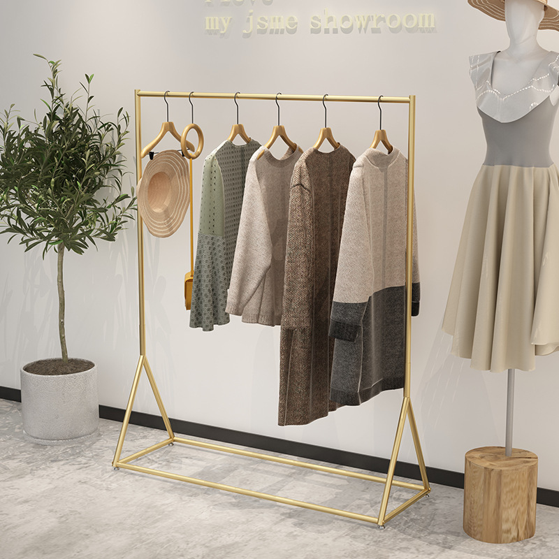 Display racks gold stand for clothing display garment clothing rack shelf for clothes shop fittings and display