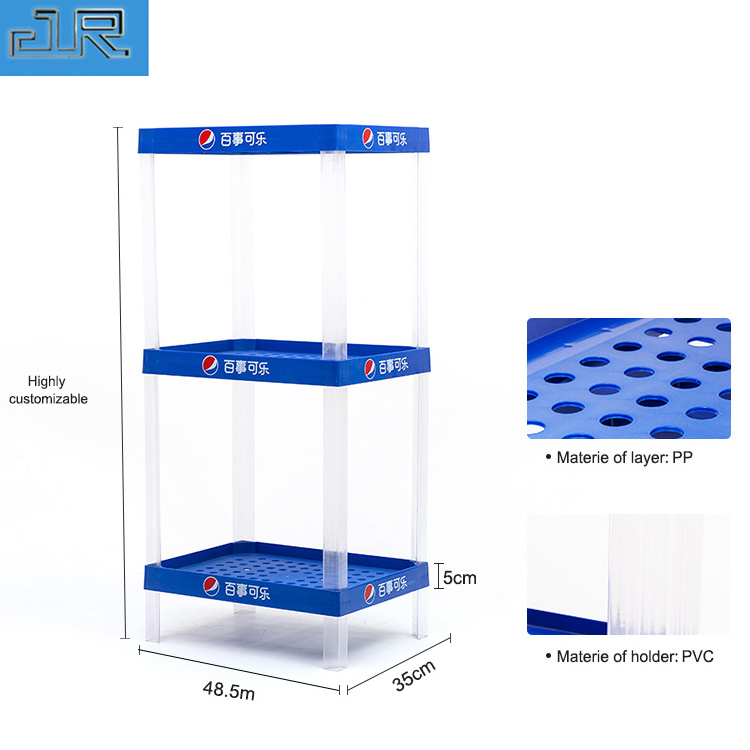 Eco friendly floor standing plastic supermarket food shelf pepsi beverage display racks