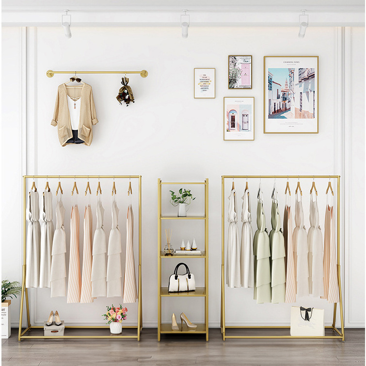 Bridal Shop Decorations Custom Women Metal Boutique Clothing Display Racks Stainless Steel Gold Wedding Dress Racks for clothes