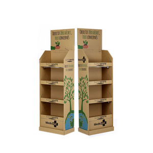 Cardboard for carton retail stores rack customized store paper floor pop up  product paper rack for make up display stand