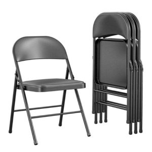 Wholesale Cheap Commercial Stackable Black Metal Folding Chair Home Office Furniture Folding Metal Chairs